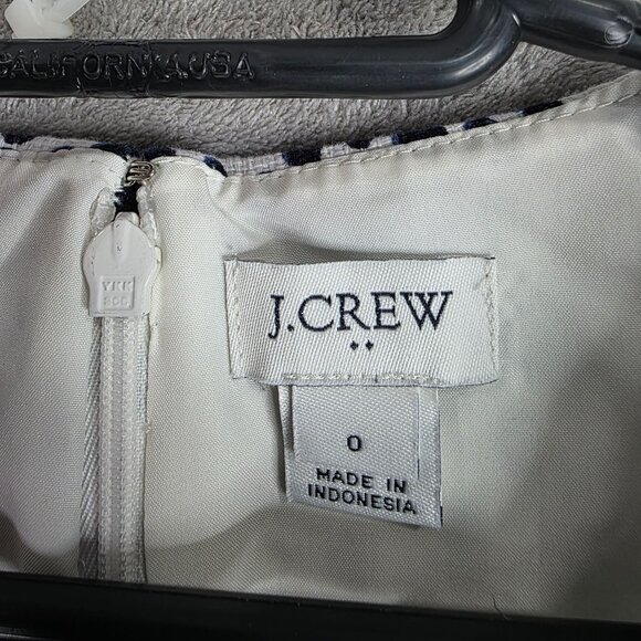 Womens J. Crew Sleeveless Black & White Polka Dot Sheath Dress 100% Cotton 0 - Picture 2 of 7